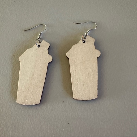 Pumpkin Spice Latte Wooden Earrings ☕️🎃🍁 - Picture 4 of 7